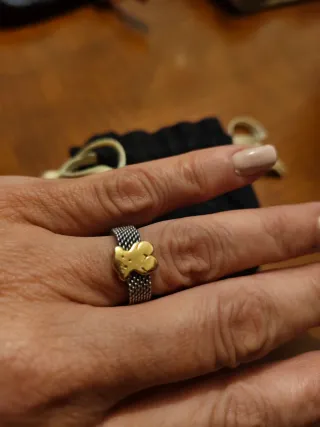 Anillo Tous Oso Dorado y Plateado