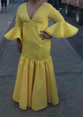 Vestido canastero de flamenca amarillo