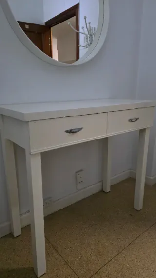 Consola recibidor madera blanca