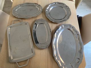 Lote bandejas vintage acero inoxidable