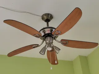 Lámpara Ventilador Madera y Metal