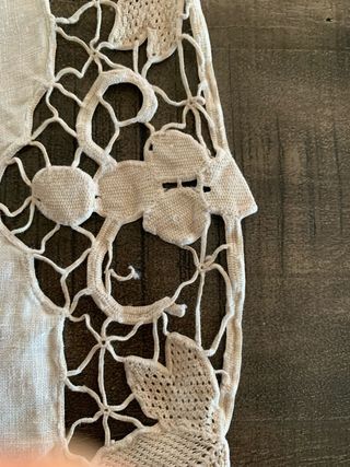 Tovaglia antica lino ricamo pizzo