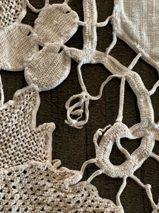 Tovaglia antica lino ricamo pizzo