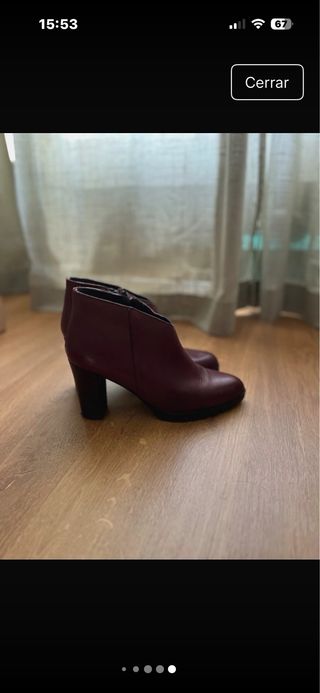 Botines de tacón piel burdeos