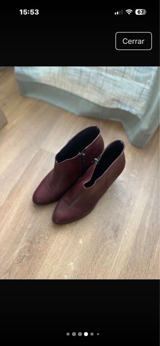 Botines de tacón piel burdeos