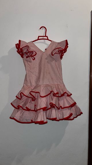 Vestido Flamenca Niña Rojo Lunares