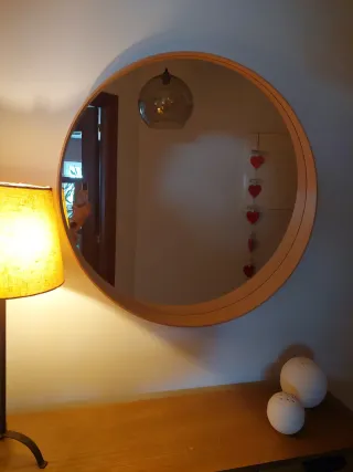 Espejo redondo madera y cristal