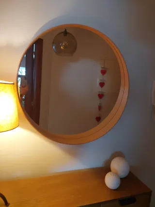 Espejo redondo madera y cristal