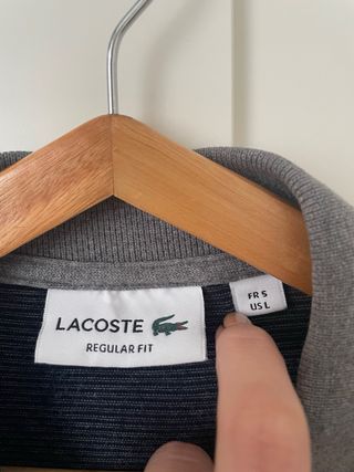 Polo Lacoste manga larga rayas azul y gris talla L