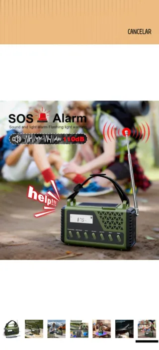 Radio de Emergencia Solar Manivela SOS