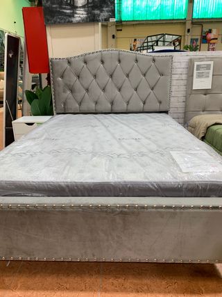 Cama 135x190 Terciopelo Gris