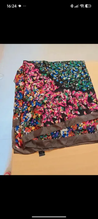 Foulard scialle 100% Seta Fantasia Fiori Cuori