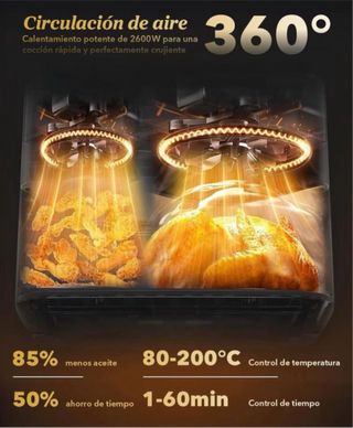 Freidora Aire Doble Cesta 2600W SIN ABRIR