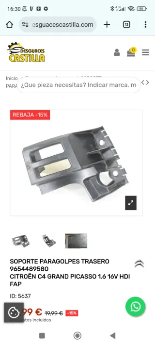 Soporte Parachoques Trasero Citroën C4 G 965448958