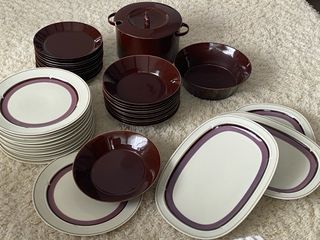 Vajilla Bidasoa Porcelana Marrón y Blanca