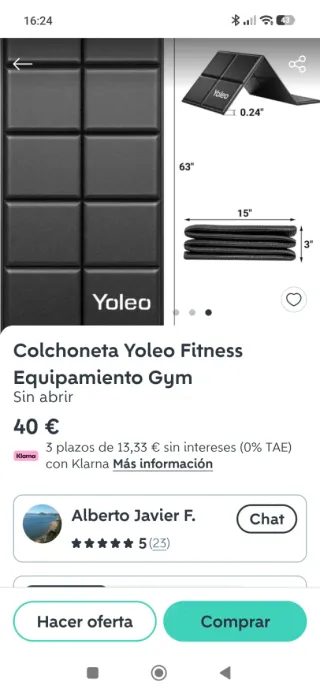 Colchoneta Multiusos Yoleo para Fitness