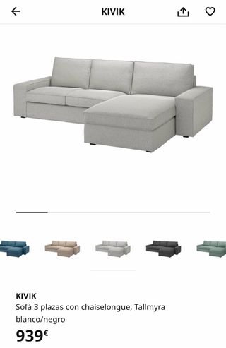 Sofá KIVIK chaiselongue gris