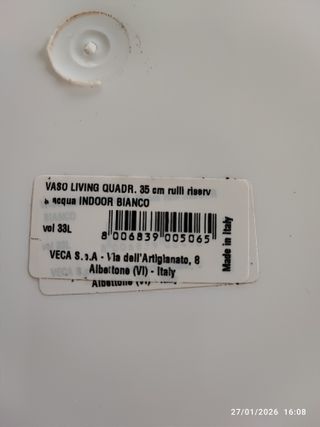 Maceta autorriego Verdecora 35x35cm Blanca