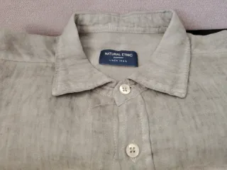 Camisa Lino Hombre Natural World Gris Talla L