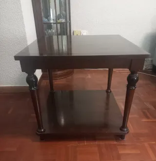 2 Mesas Auxiliares Madera Caoba