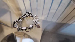 Pulsera Lotus Acero Eslabones Rayados