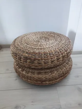 2 Puffs Redondos Mimbre Ikea Alseda