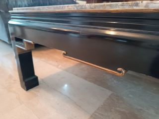 Mesa centro mármol y madera negra