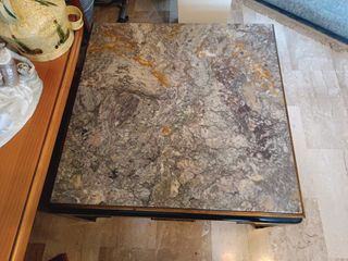 Mesa centro mármol y madera negra