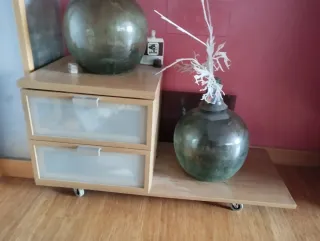 Mesilla auxiliar madera y cristal