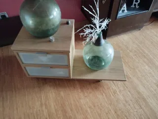 Mesilla auxiliar madera y cristal