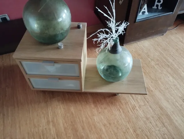 Mesilla auxiliar madera y cristal