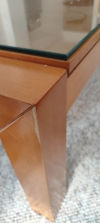 Mesa centro elevable cristal y madera