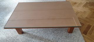 Mesa centro elevable cristal y madera