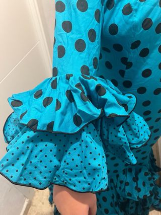 Traje Flamenca Azul con Lunares Negros 42/44