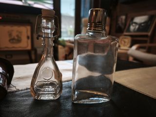 Porta liquori da viaggio vintage in pelle