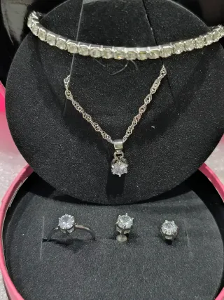 Conjunto Joyas Plata Circonita acero.