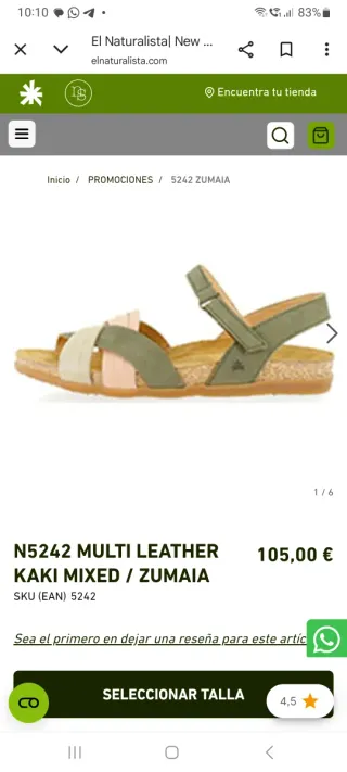 Sandalias Naturalista Zumaia Talla 38