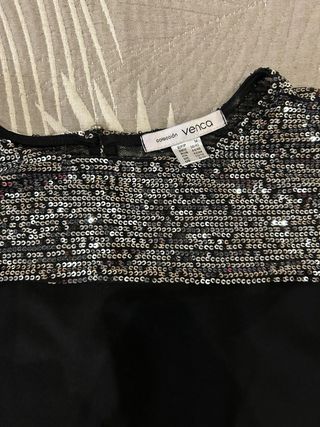 Vestido fiesta mujer lentejuelas negro T.M