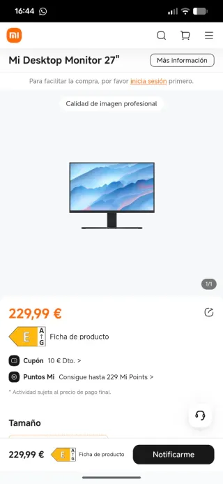 Monitor Xiaomi 27 FHD IPS Negro