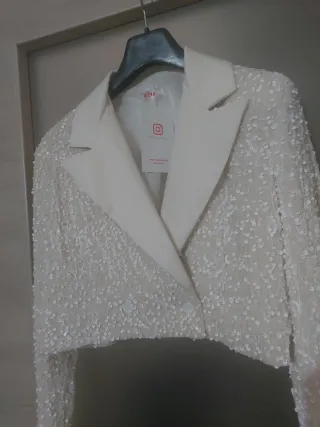 Blazer Hava paillettes oro/bianco taglia unica
