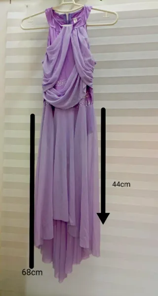 Vestido Morado Largo con Brillos.