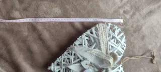 Corazón mimbre blanco vintage colgante