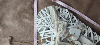 Corazón mimbre blanco vintage colgante