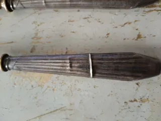 Tenedor antiguo plata ley y bronce vintage