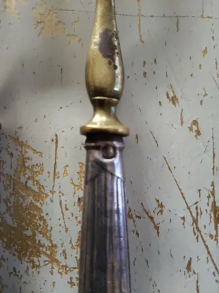 Tenedor antiguo plata ley y bronce vintage