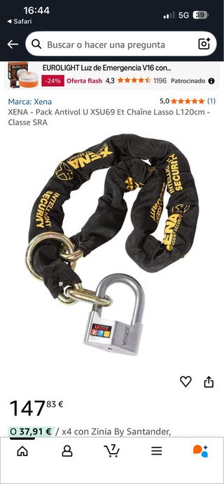 2 Candados Antirrobo XENA con Cadena