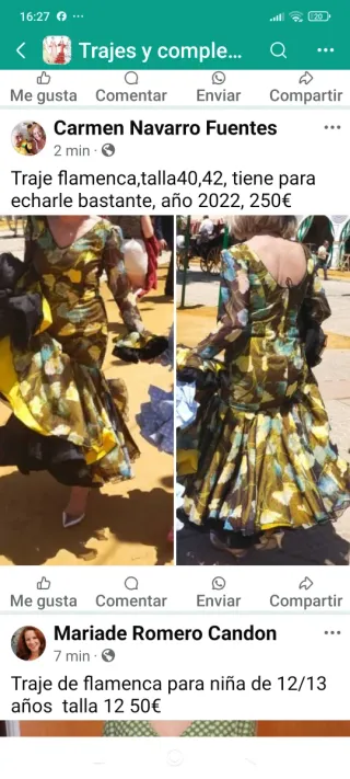 Vestido de flamenca verde y amarillo
