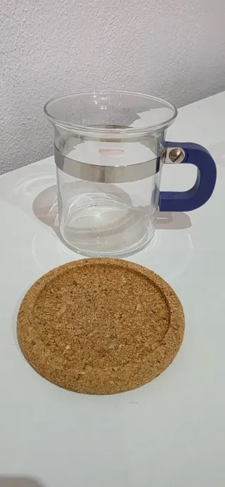 Tetera cristal c/infusor, 6 vasos, base acero inox