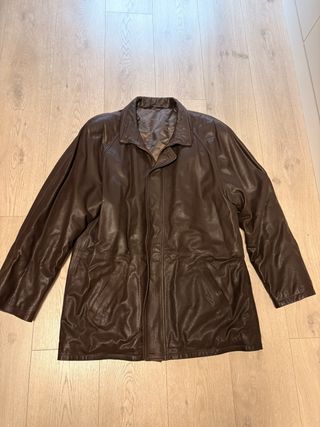 Chaquetón de piel marrón hombre