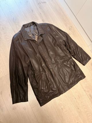 Chaquetón de piel marrón hombre